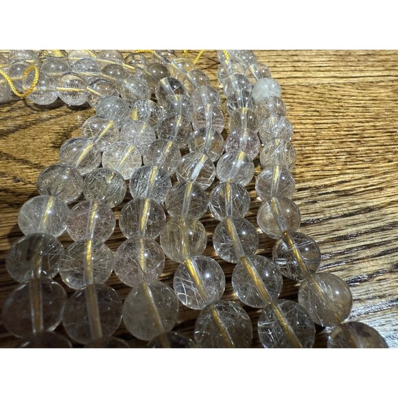 Fine Gem+ Rutilated Quartz Beads 10mm Round Gemstone Angel Hair - Picture 9 of 9